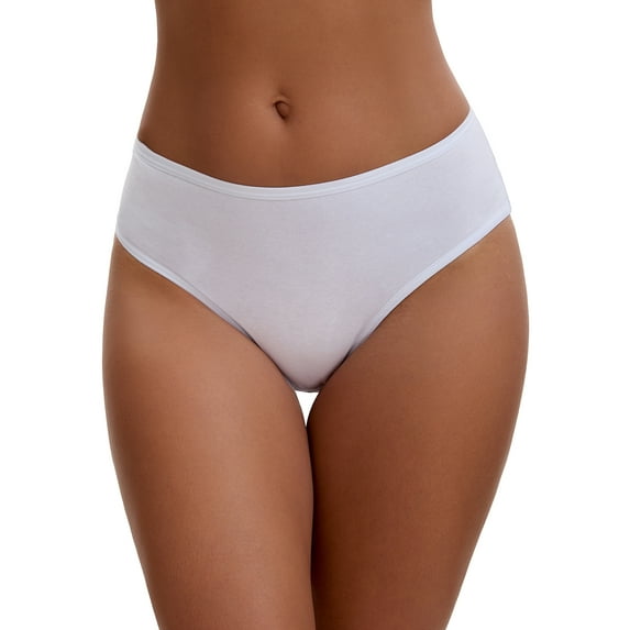 INSPIRE CHIC Plus Size for Women's Cotton Mid-Waisted Briefs Full Coverage Comfortable Classic Underwear L White