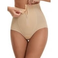 thumbnail image 1 of INSPIRE CHIC Plus Size for Women's Hook Zipper Front Closure Slimming Waist Butt Lifter Control Panties Briefs M Beige, 1 of 5