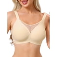 thumbnail image 1 of INSPIRE CHIC Plus Size for Women's Mesh V-Neck Wirefree Seamless Soft Bras Full Coverage Minimizers M Beige, 1 of 4