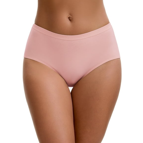 INSPIRE CHIC Plus Size for Women's Mid-Waisted Loose Elastic Waistband Full Coverage Comfortable Classic Briefs 2XL Light Pink