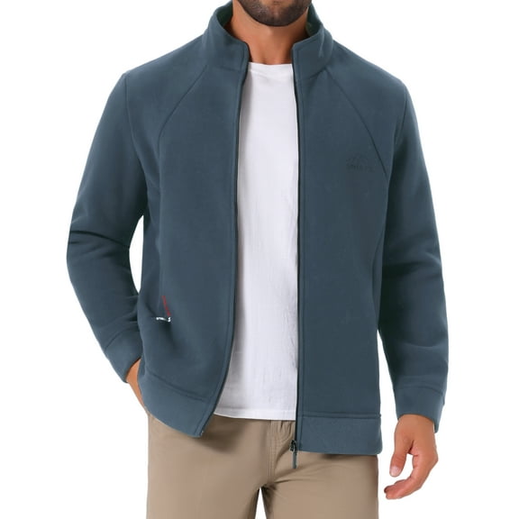 INSPIRE CHIC Plush Fleece Jacket for Men's Winter Outwear Stand Collar Zipper Soft Jackets Coats S Gray