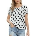 thumbnail image 1 of INSPIRE CHIC Polka Dots Tops for Women's Short Sleeve Crew Neck Summer Casual Lightweight Blouse Shirts M White, 1 of 6