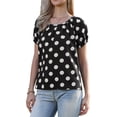 thumbnail image 1 of INSPIRE CHIC Polka Dots Tops for Women's Short Sleeve Crew Neck Summer Casual Lightweight Blouse Shirts XL Black, 1 of 6