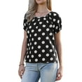 thumbnail image 1 of INSPIRE CHIC Polka Dots Tops for Women's Short Sleeve Crew Neck Summer Casual Lightweight Blouse Shirts XS Black, 1 of 6