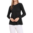 thumbnail image 1 of INSPIRE CHIC Pullover Sweaters for Women Casual Loose Fit Crew Neck Long Sleeve Stretchy Knit Sweater Elegant Peplum Tops 2025 L Black, 1 of 6