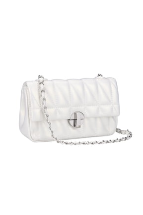 Quilted Shoulder Bag Medium Flap Crossbody Handbag with Chain for Women White
