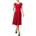 thumbnail image 1 of INSPIRE CHIC Retro Dresses for Womens Vintage Square Neck Cap Sleeve Fit and Flare Midi Dress S Red, 1 of 6
