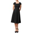 thumbnail image 1 of INSPIRE CHIC Retro Dresses for Womens Vintage Square Neck Cap Sleeve Fit and Flare Midi Dress XL Black, 1 of 6