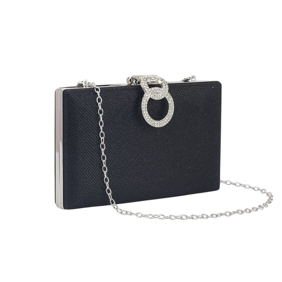 INSPIRE CHIC Rhinestone Clutch Purses Evening Handbag with Chain for Women Party Prom Black