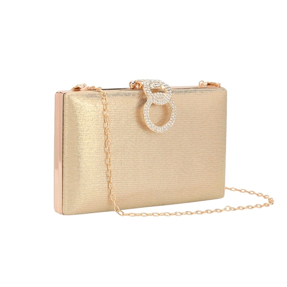 INSPIRE CHIC Rhinestone Clutch Purses Evening Handbag with Chain for Women Party Prom Gold