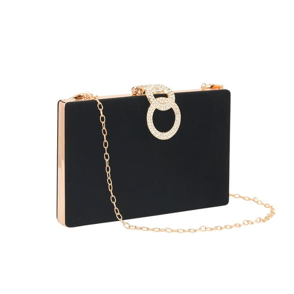 INSPIRE CHIC Rhinestone Clutch Purses Evening Handbag with Chain for Women Party Prom Velvet Black