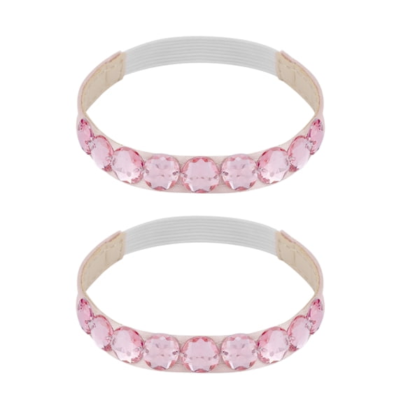 INSPIRE CHIC Rhinestone Elastic Shoe Straps Heels Detachable Ankle Straps Replacement for Sandals High Heels Pink(White Band) One Size