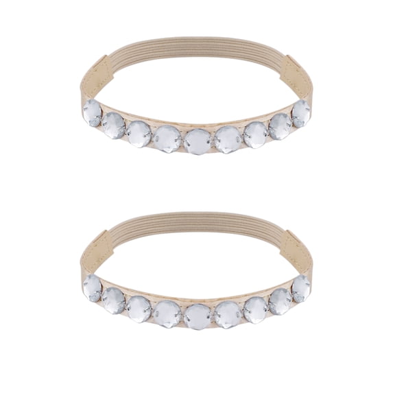 INSPIRE CHIC Rhinestone Elastic Shoe Straps Heels Detachable Ankle Straps Replacement for Sandals High Heels White(Khaki Band) One Size