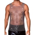 thumbnail image 1 of INSPIRE CHIC Rhinestones Sparkly Tank Top for Men's Shiny Mesh Sleeveless Tee Shirt Rave Sheer Metallic Vest L Silver, 1 of 6