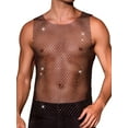 thumbnail image 1 of INSPIRE CHIC Rhinestones Sparkly Tank Top for Men's Shiny Mesh Sleeveless Tee Shirt Rave Sheer Metallic Vest M Black, 1 of 6