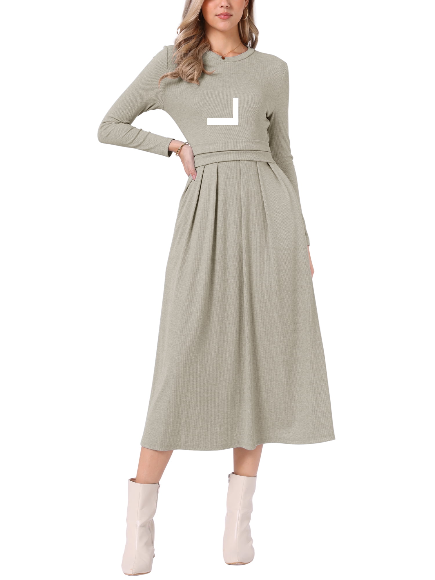 grey ribbed dresses Long Sleeve Ribbed Turtle Neck, Monique Maxi Dress in Heather Grey, Size M,