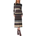 thumbnail image 1 of INSPIRE CHIC Ribbed Sweater Dress for Women's Long Sleeve Pullover Turtleneck Casual Knit Striped Bodycon Midi Dress XS Coffee, 1 of 6