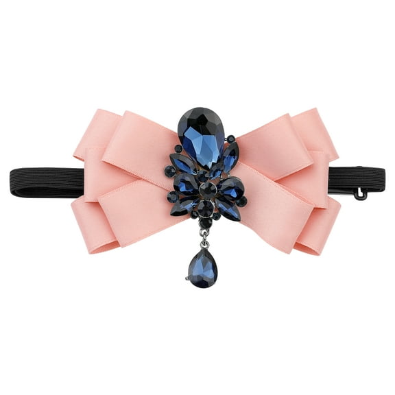 INSPIRE CHIC Ribbon Bow Brooch Rhinestone Pre-Tied Bow Tie for Men Bowknot Neck Tie Wedding Party Gifts Ceremony Pink