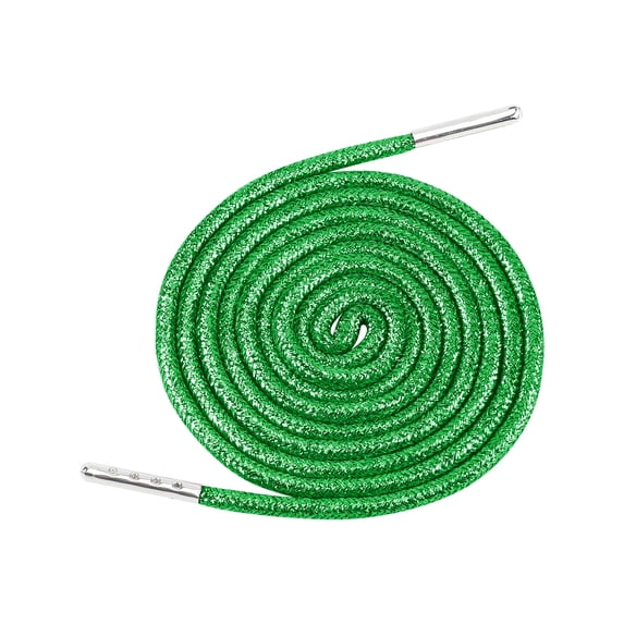 INSPIRE CHIC Round Metallic Glitter Shoelaces Colorful Fashion Shoe Laces for Athletic Sneakers Shoes Boot Strings 2 Pairs Green 120cm/47.24"