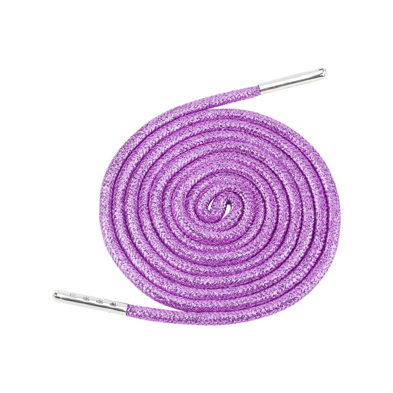 INSPIRE CHIC Round Metallic Glitter Shoelaces Colorful Fashion Shoe Laces for Athletic Sneakers Shoes Boot Strings 2 Pairs Purple 140cm/55.12"