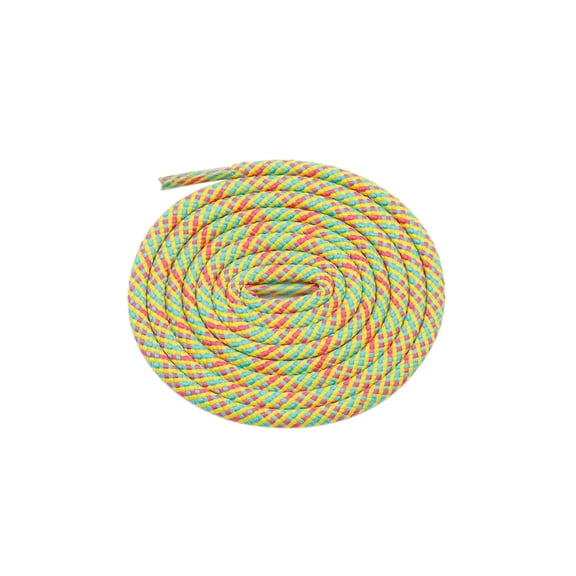 INSPIRE CHIC Round Rope Shoe Strings Three-Color Checkered Shoe Laces for Boots 2 Pairs Yellow/Sky Blue/Magenta 80cm/31.5"