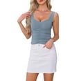 thumbnail image 1 of INSPIRE CHIC Women's Top Sweetheart Neck Sleeveless Ribbed Knit Crop Ruched Tops XS Dusty Blue, 1 of 6