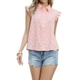 thumbnail image 1 of Floral Tops for Women's Summer Ruffle Cap Sleeve Button Down Dressy Casual Shirts XS Pink, 1 of 6