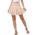 thumbnail image 1 of INSPIRE CHIC Ruffle Mini Skirt for Women's Cute Smocked Waist Tiered Ruffles Casual Beach Flowy Skort S Beige, 1 of 6