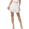 thumbnail image 1 of INSPIRE CHIC Ruffle Mini Skirt for Women's Cute Smocked Waist Tiered Ruffles Casual Beach Flowy Skort S White, 1 of 6