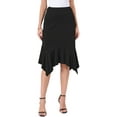 thumbnail image 1 of INSPIRE CHIC Ruffled Midi Skirt for Women's High Waist Flowy A-Line Handkerchief Hem Skirt XS Black, 1 of 6