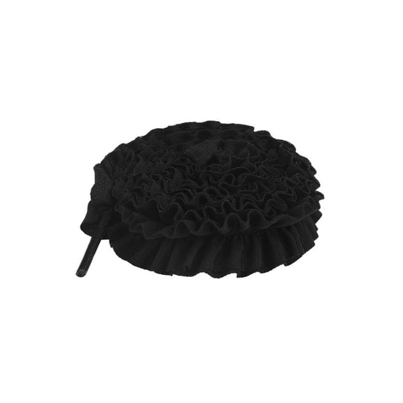 INSPIRE CHIC Ruffled Ribbon Solid Color Pleated Elastic Shoe Strings for Sneakers 2 Pairs Black-2 80cm/31.5"