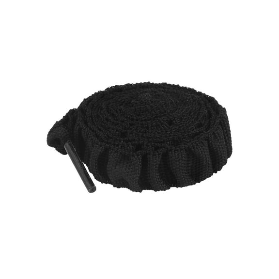 INSPIRE CHIC Ruffled Ribbon Solid Color Pleated Elastic Shoe Strings for Sneakers 2 Pairs Black 80cm/31.5"