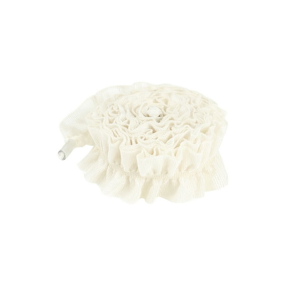 INSPIRE CHIC Ruffled Ribbon Solid Color Pleated Elastic Shoe Strings for Sneakers 2 Pairs Cream White 80cm/31.5"