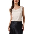 thumbnail image 1 of INSPIRE CHIC Satin Tank Tops for Women's V Neck Dressy Casual Sleeveless Silk Camisole Top L Champagne, 1 of 6