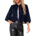 thumbnail image 1 of INSPIRE CHIC Sequin Jackets for Women's Velvet Capelet Cocktail Sprakly Bolero Shrugs XL Dark Blue, 1 of 6