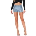 thumbnail image 1 of INSPIRE CHIC Women's Shorts Glitter Sequin Midrise Solid Sparkle Coctail Elastic Waist Shorts S Light Blue, 1 of 6