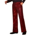 thumbnail image 1 of INSPIRE CHIC Sequins Pants for Men's Metallic Wide Leg Glitter Bell Bottom Flared Pants 30 Red, 1 of 6