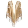 thumbnail image 1 of INSPIRE CHIC Shawls and Wraps for Evening Dresses, Lace Mesh Fringe Triangle Scarves with Tassels for Women Wedding Formal Party 74.8x28.3" Camel, 1 of 5