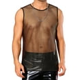 thumbnail image 1 of INSPIRE CHIC Sheer Tank Top for Men's See Through Sleeveless Party Clubwear Shiny Mesh Vest L Golden Black, 1 of 4
