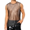 thumbnail image 1 of INSPIRE CHIC Sheer Tank Top for Men's See Through Sleeveless Party Clubwear Shiny Mesh Vest M Silver Black, 1 of 4