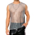 thumbnail image 1 of INSPIRE CHIC Sheer Tank Top for Men's See Through Sleeveless Party Clubwear Shiny Mesh Vest S Silver Gray, 1 of 4
