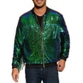 thumbnail image 1 of INSPIRE CHIC Shiny Varsity Jacket for Men's Zipper 70s Disco Sparkly Sequins Baseball Bomber Jackets S Green, 1 of 5