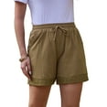 thumbnail image 1 of INSPIRE CHIC Shorts for Women's Casual Summer Elastic High Waisted Drawstring Wide Leg Shorts with Pockets XL Khaki, 1 of 6