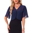 thumbnail image 1 of INSPIRE CHIC Shrugs for Women's Ruffle Short Sleeve Open Front Bolero Summer Cropped Cardigan for Dress L Dark Blue, 1 of 6