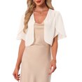 thumbnail image 1 of INSPIRE CHIC Shrugs for Women's Ruffle Short Sleeve Open Front Bolero Summer Cropped Cardigan for Dress L White, 1 of 6