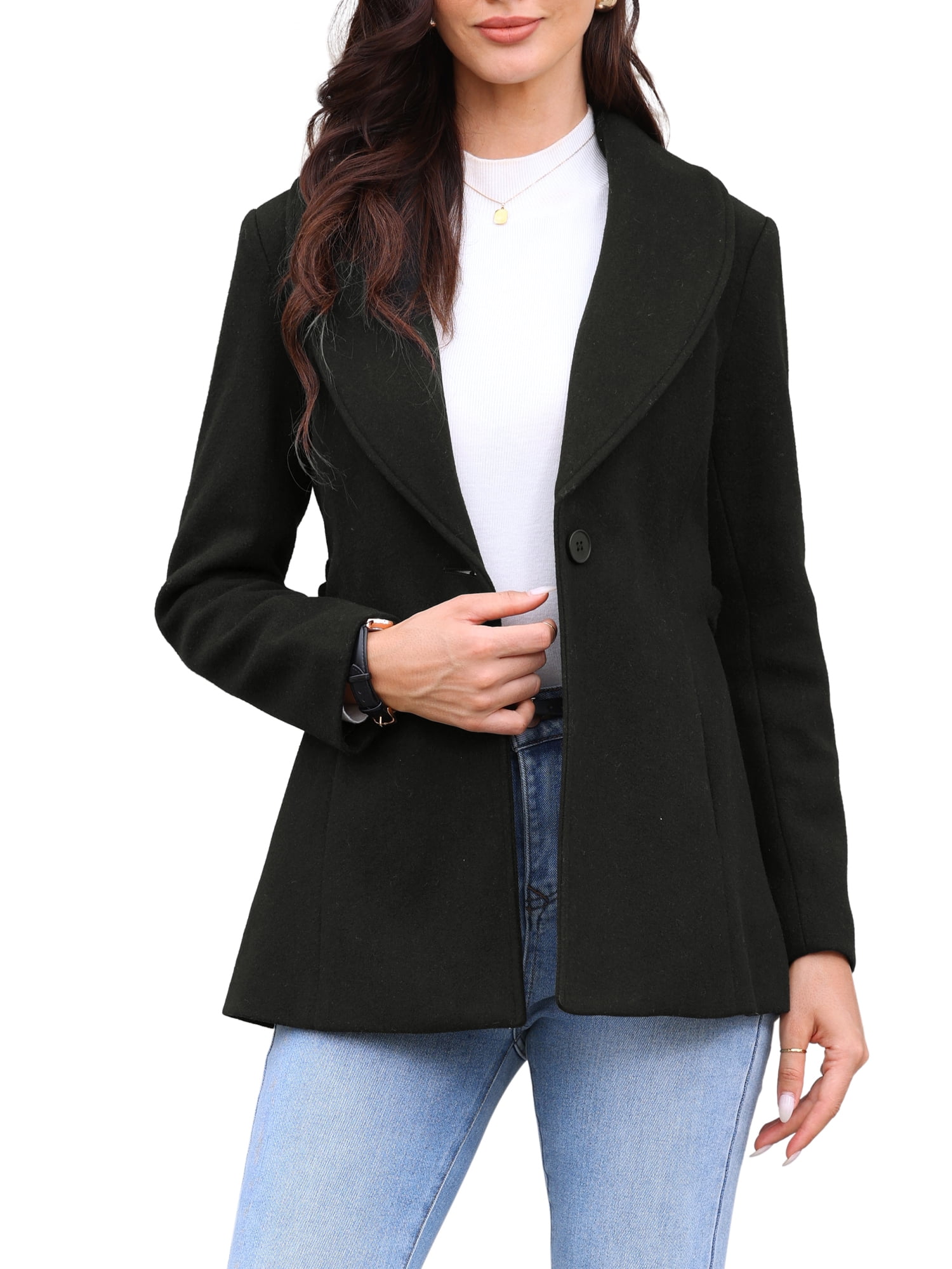 INSPIRE CHIC Winter Long Coat for Women's Lapel Collar Double
