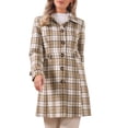 thumbnail image 1 of INSPIRE CHIC Single Breasted Pea Coat for Women's Plaid Winter Trench Outerwear XL Khaki, 1 of 5