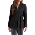 thumbnail image 1 of INSPIRE CHIC Single Button Blazer for Women's Work Office Lapel Long Sleeve Belted Jacket Suit Blazer M Black, 1 of 6