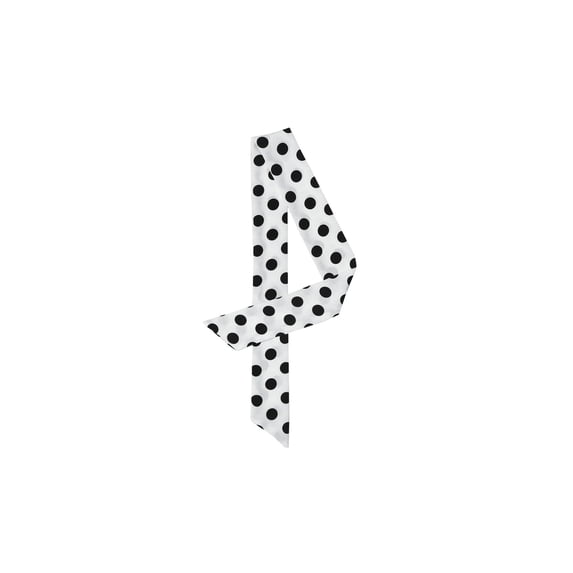 INSPIRE CHIC Skinny Scarf Polka Dots Waistband Long Narrow Neckscarf Bag Handle Accessory White Big Dot S