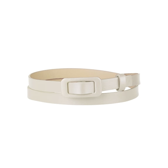INSPIRE CHIC Skinny Slim Thin Nonporous Waist Belt Rectangle Buckle PU Leather Solid Simple Belts for Jeans Dress 99cm/39" Beige